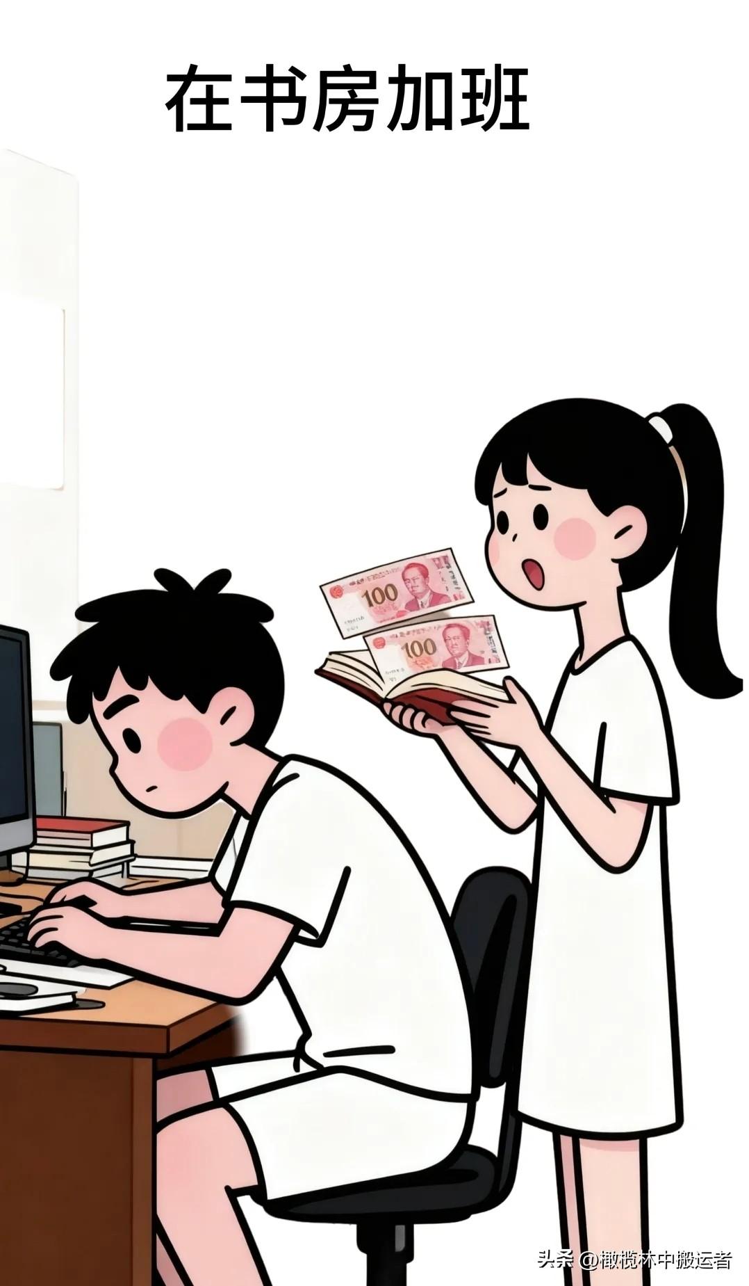 趣味漫画：书房藏钱被老婆抓包，怒问“想给谁花/防我？”，我嘟囔的一句话让千万夫妻