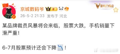 会是谁呢，好奇。手机销量下滑，股票大跌，裁员。 
