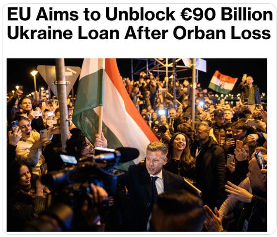 【据彭博社报道，欧盟预计在奥尔班失败后迅速解冻对乌克兰的900亿欧元援助 在布鲁