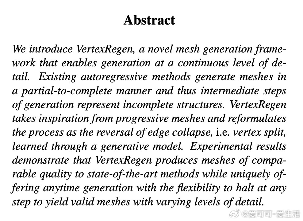 [CV]《VertexRegen: Mesh Generation with C