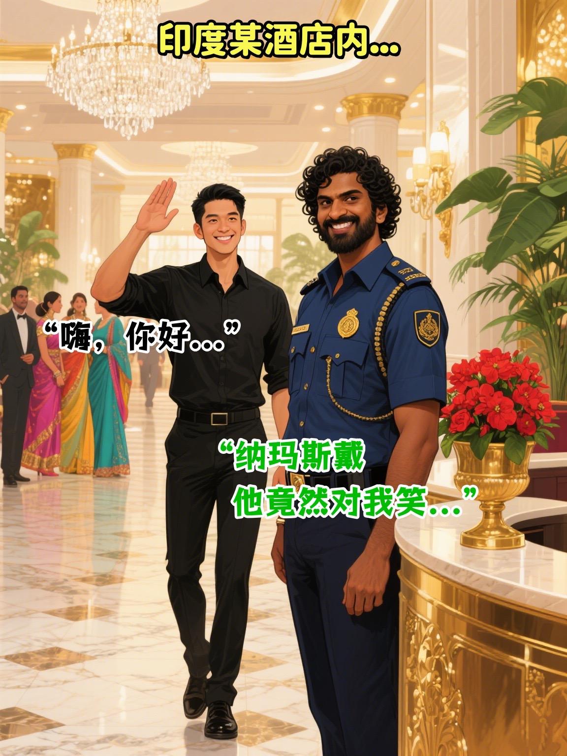 无语的印度保安，礼貌的打招呼却遭侵犯。