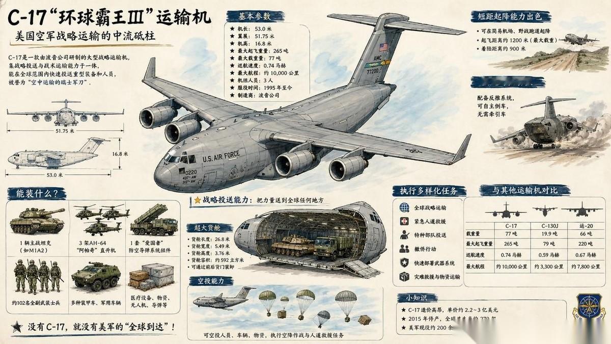 波音C-17 Globemaster III（全球霸王III） 是美军手里最不可
