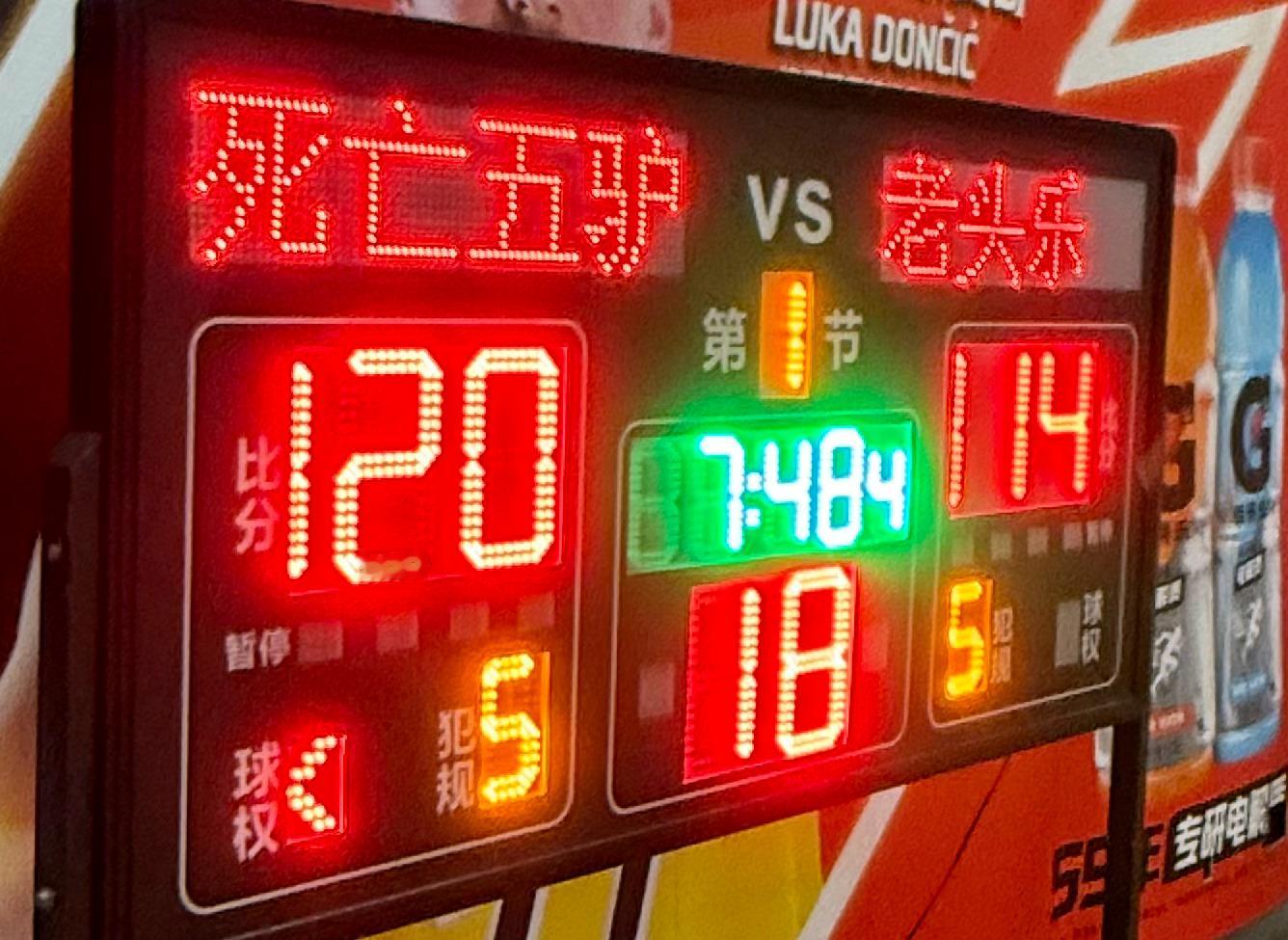 周末篮球局险胜队手强度大得嘴皮都撞破了