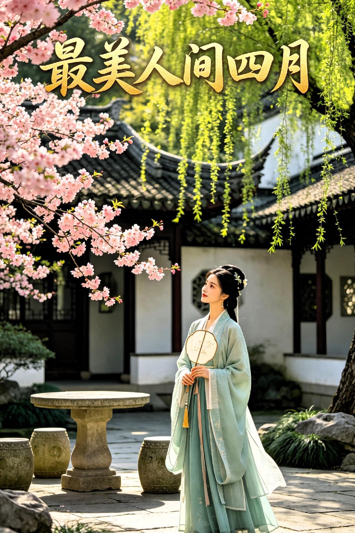 七言诗 —— 最美人间四月

 
人间最美四月天，
春风拂面，繁花满城。
山河换