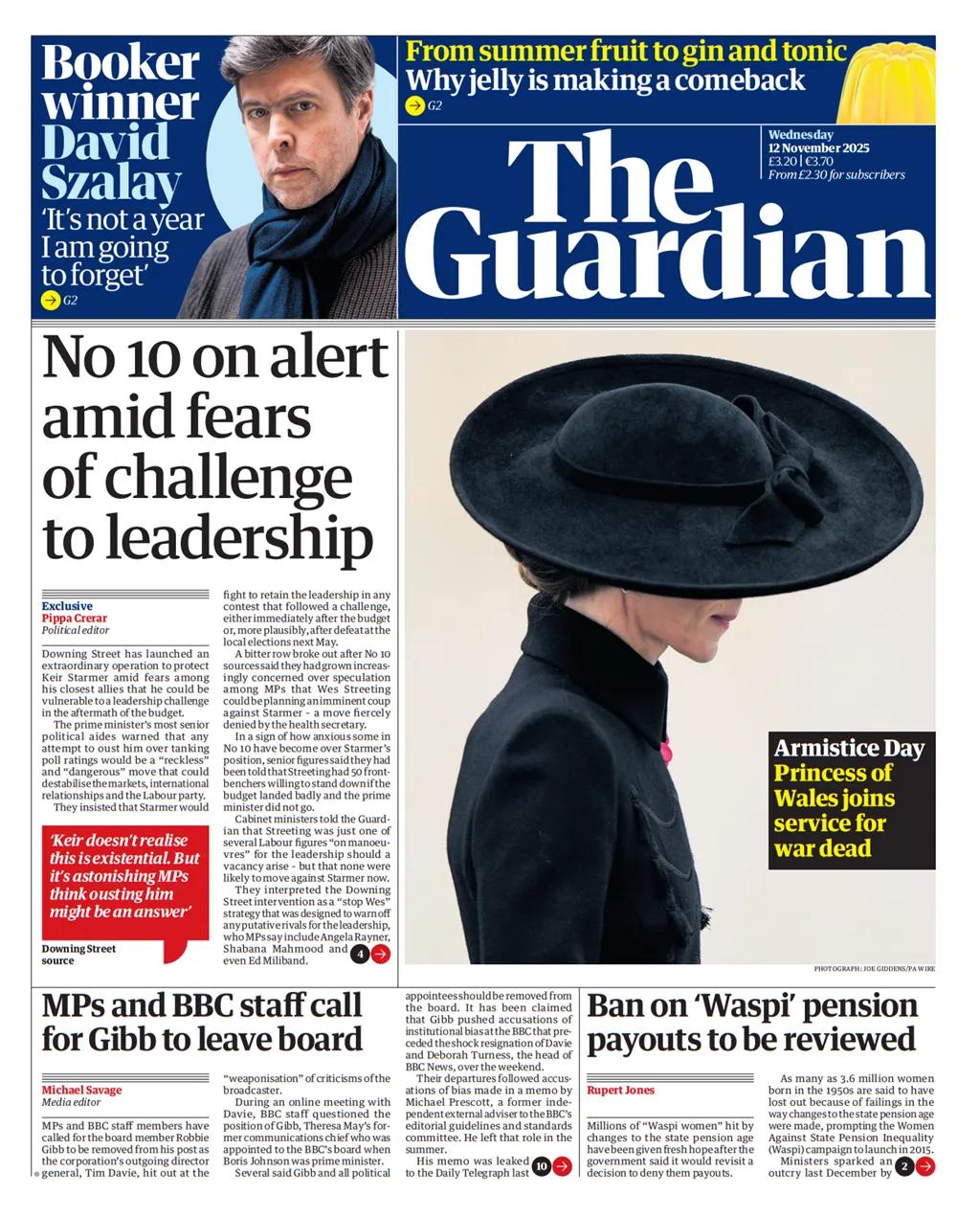 《卫报》写道，英国首相基尔·斯塔默爵士可能在即将公布的预算之后面临领导权挑战，有