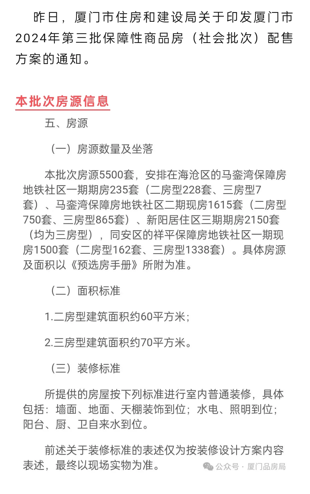 刚需福音！厦门市2024年第三批保障房攻略