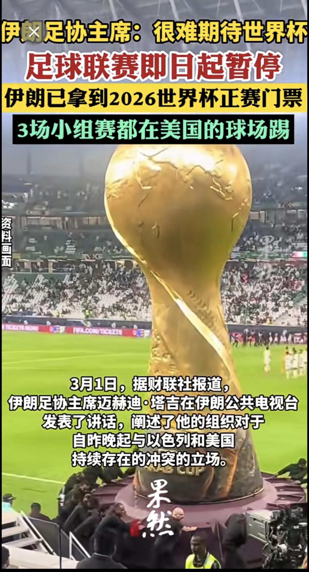 伊朗足协主席称很难期待世界杯了，伊朗若退出世界杯谁能替代？