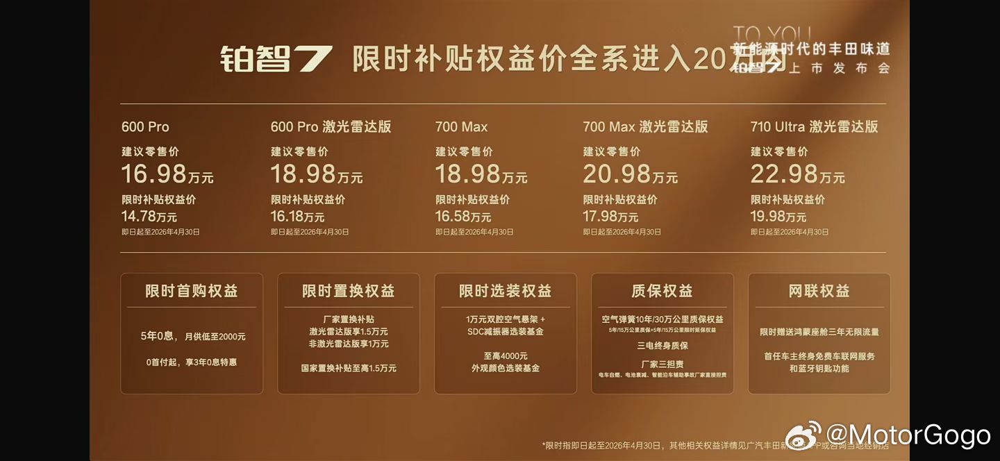 铂智7这个价格可以说是非常有诚意了，5 米级纯电大轿车，600km 续航，华为的