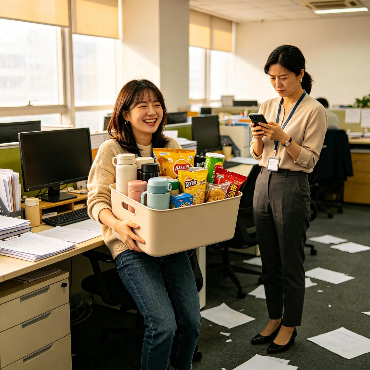 公司出了个新规定：办公桌上不能放超过三样私人物品。

老板说，桌面整洁，思路才清