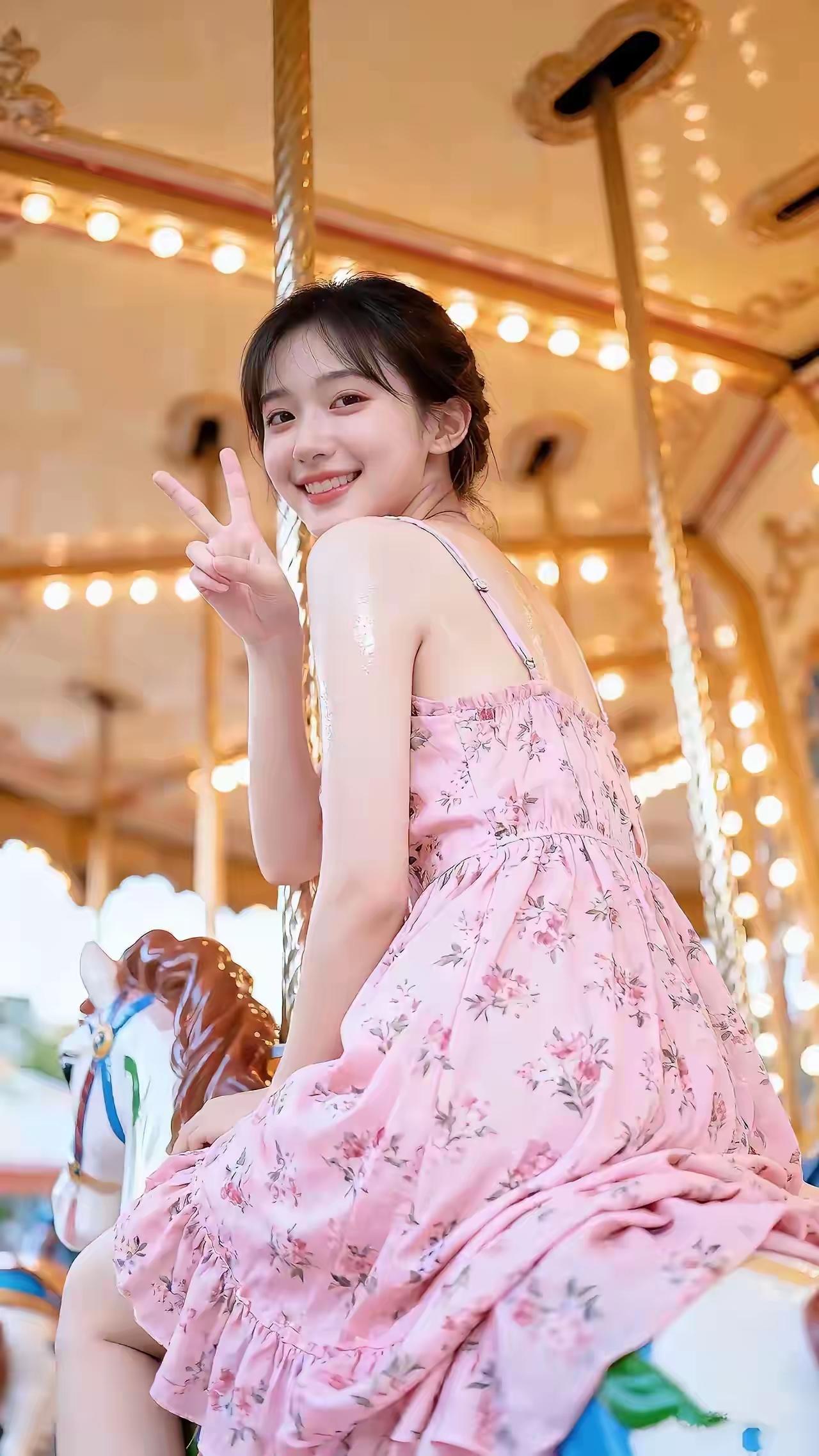 旋转木马上的甜美少女，粉裙飘飘，微笑如花🌸✨“孩子”用你们方言怎么说 0基础练