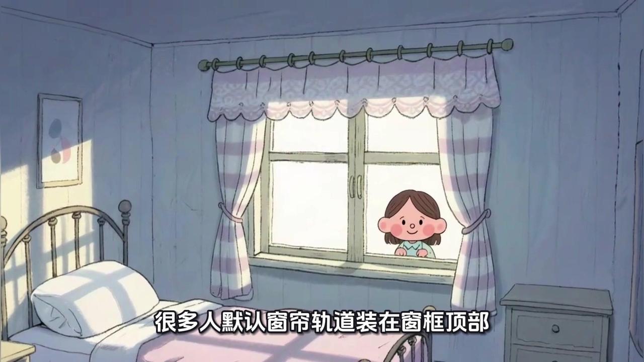 ⚠️很多人默认窗帘轨道装在窗框顶部，其实这是超容易踩的坑，漏光严重。

⚠️轨道