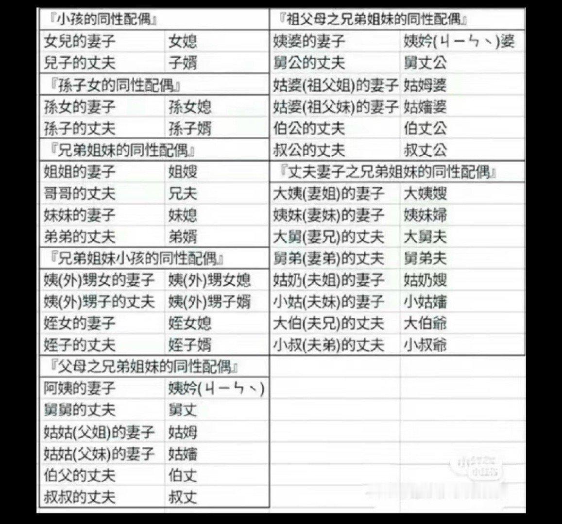 以后爸爸妈妈爷爷奶奶叔叔阿姨哥哥姐姐弟弟妹妹侄子侄女孙子就按照这个图叫自己对象。