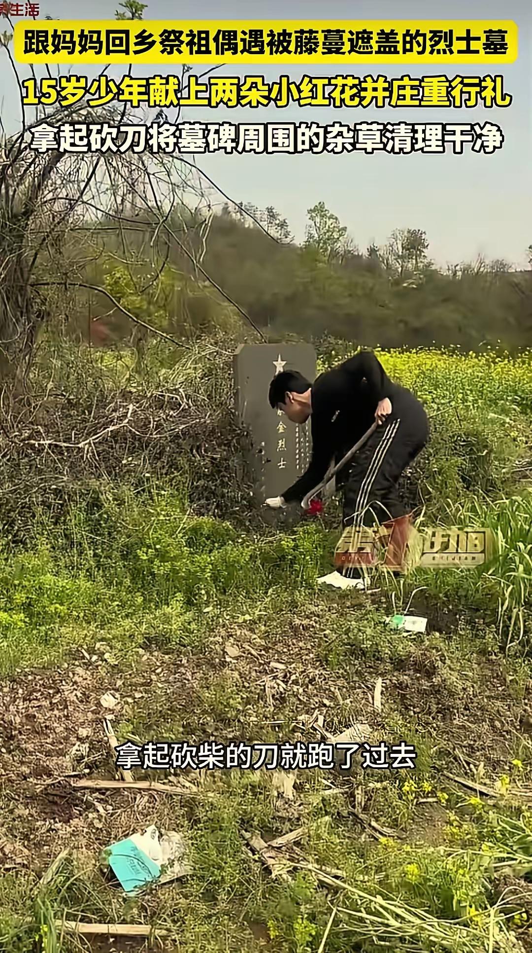 15 岁少年深山偶遇无名烈士墓，一个举动让全网破防：这才是中国少年的模样！

“