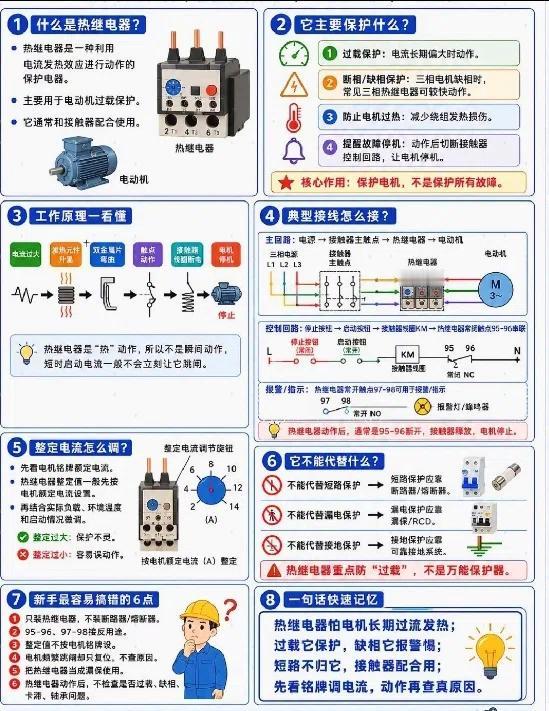 老师傅不愿意教的“热继选用口诀”，今天全盘托出。
热继电器+接触器，是电机保护最