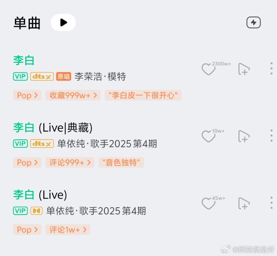 李荣浩李白收藏量2300万的收藏量，对比很明显了。 