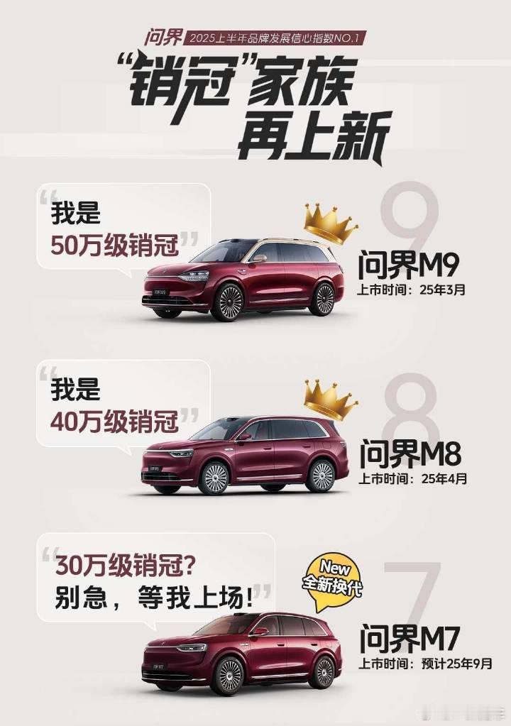 销冠家族三兄弟，大家觉得到了年底，三台车月销量加起来能达到多少？全新问界m7九月
