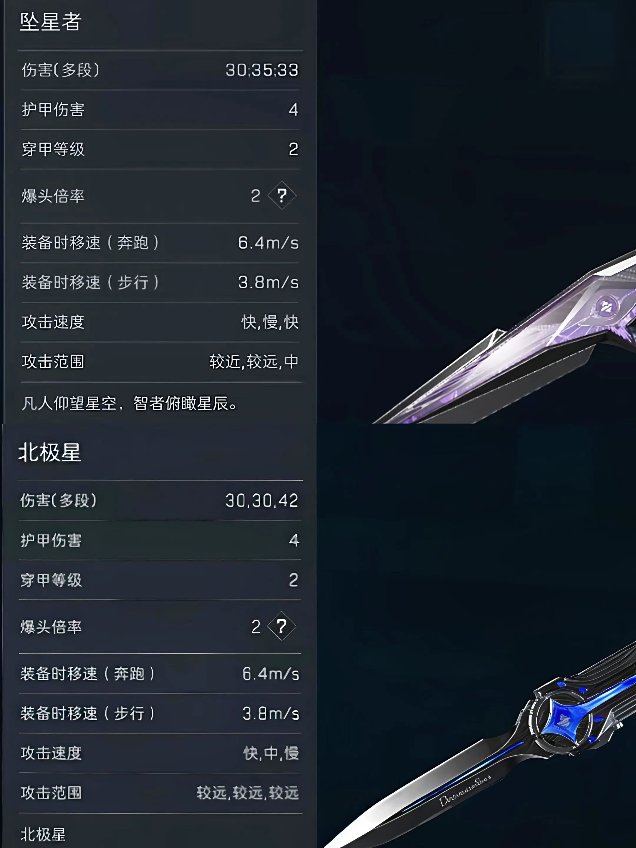 S9赛季新刀皮坠星者数值对比。