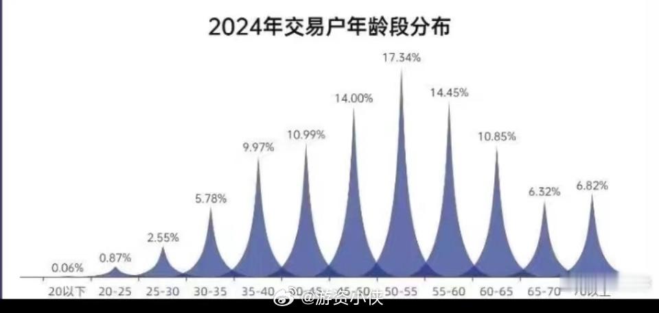 2024年交易户年龄段分布~30岁以下的交易户数量占比仅为3.2几％。见识到这几