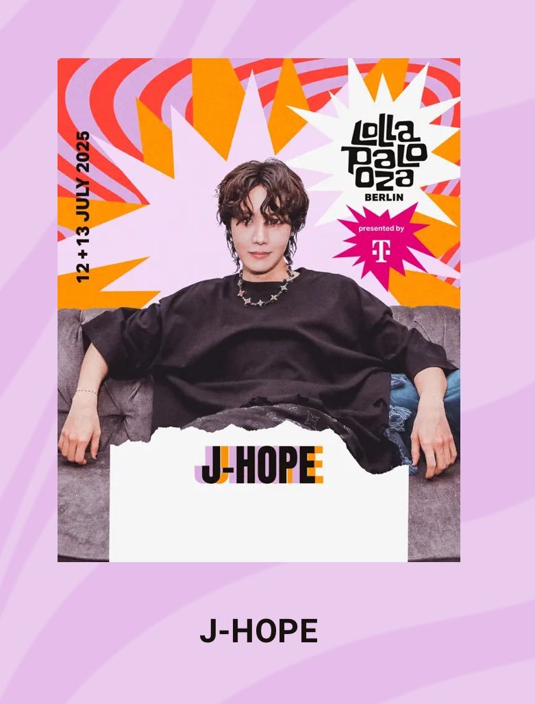 J-Hope 郑号锡[超话] 将成为历史第1️⃣位登上Lollapalooza柏