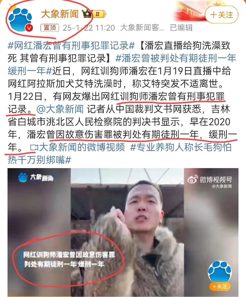 大象新闻爆潘宏曾有过刑事犯罪处罚记录。
现在的这些媒体真的有点热度就往上蹭了，潘