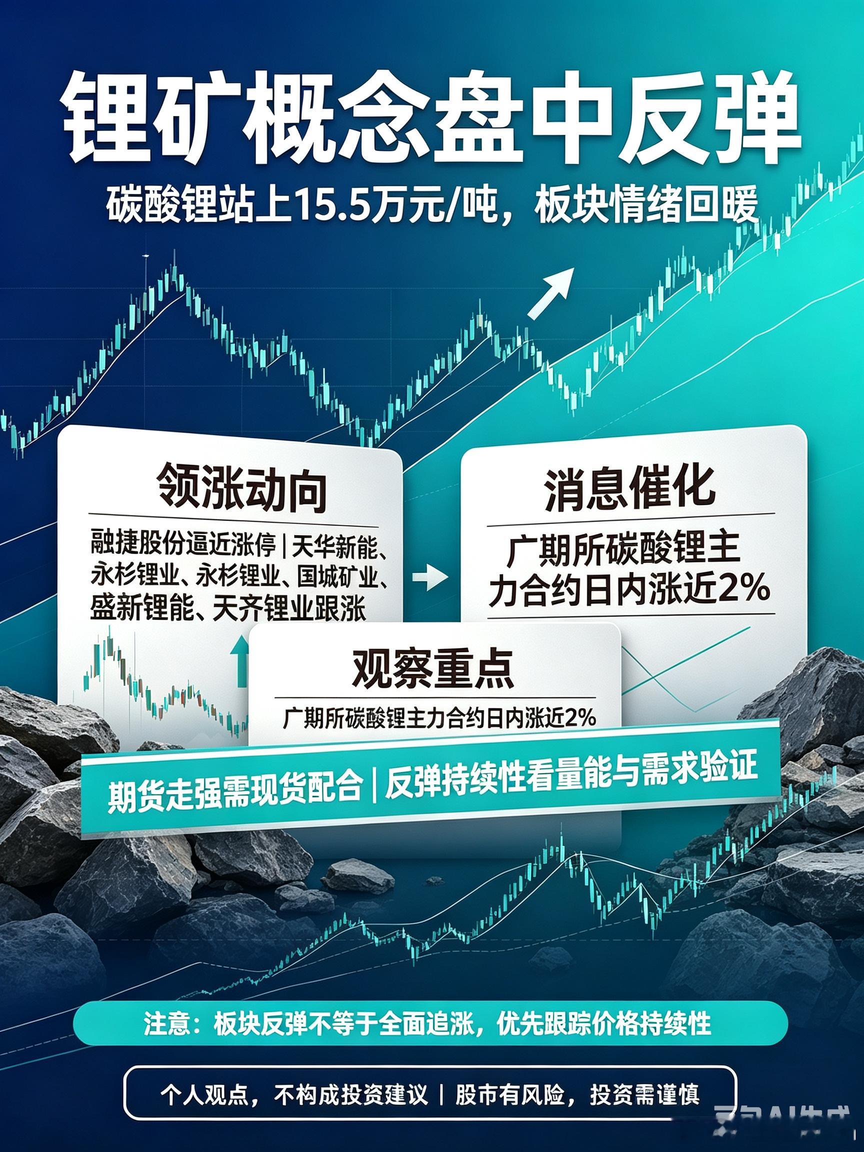 盘中速览：碳酸锂期货走强，锂矿板块迎来震荡反弹今日盘中锂矿概念迎来一轮震荡反弹行