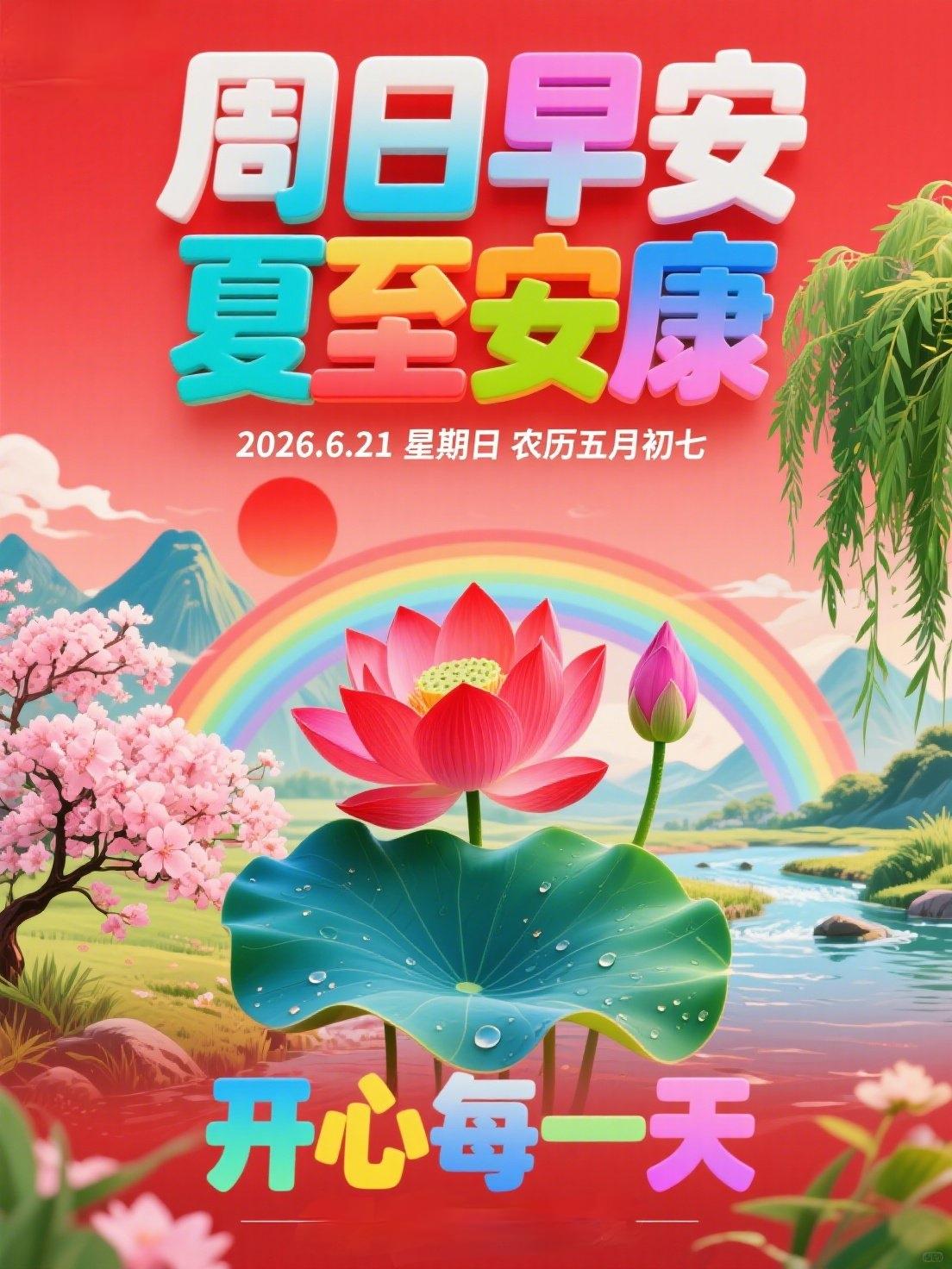🍒²⁰²⁶/₀₆.₂₁🌞𝗺𝗼𝗿𝗻𝗶𝗻𝗴 🌸
周日早安，夏至安
