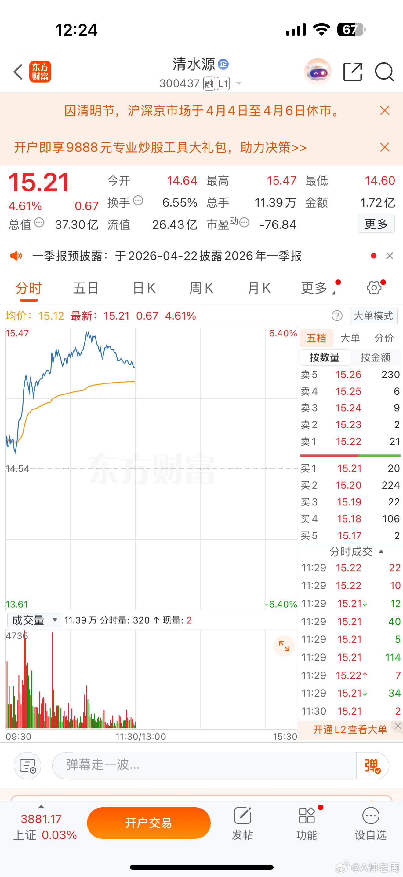 清水源继续保持美丽的心情等待，收到朋友们可以点赞评论168支持一下吗？ 股票财经