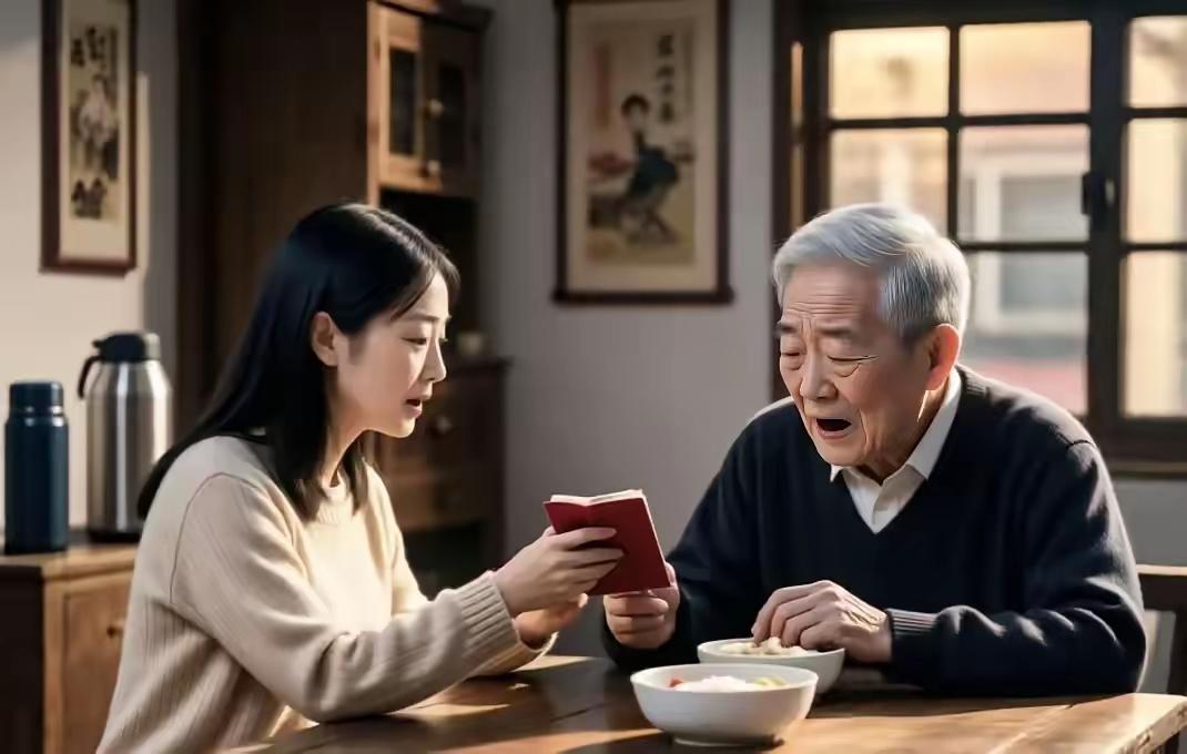 丈夫把痴呆的公公接回家，我喂公公饭时，他忽然塞我一本存折：快走，我打开存折，看清