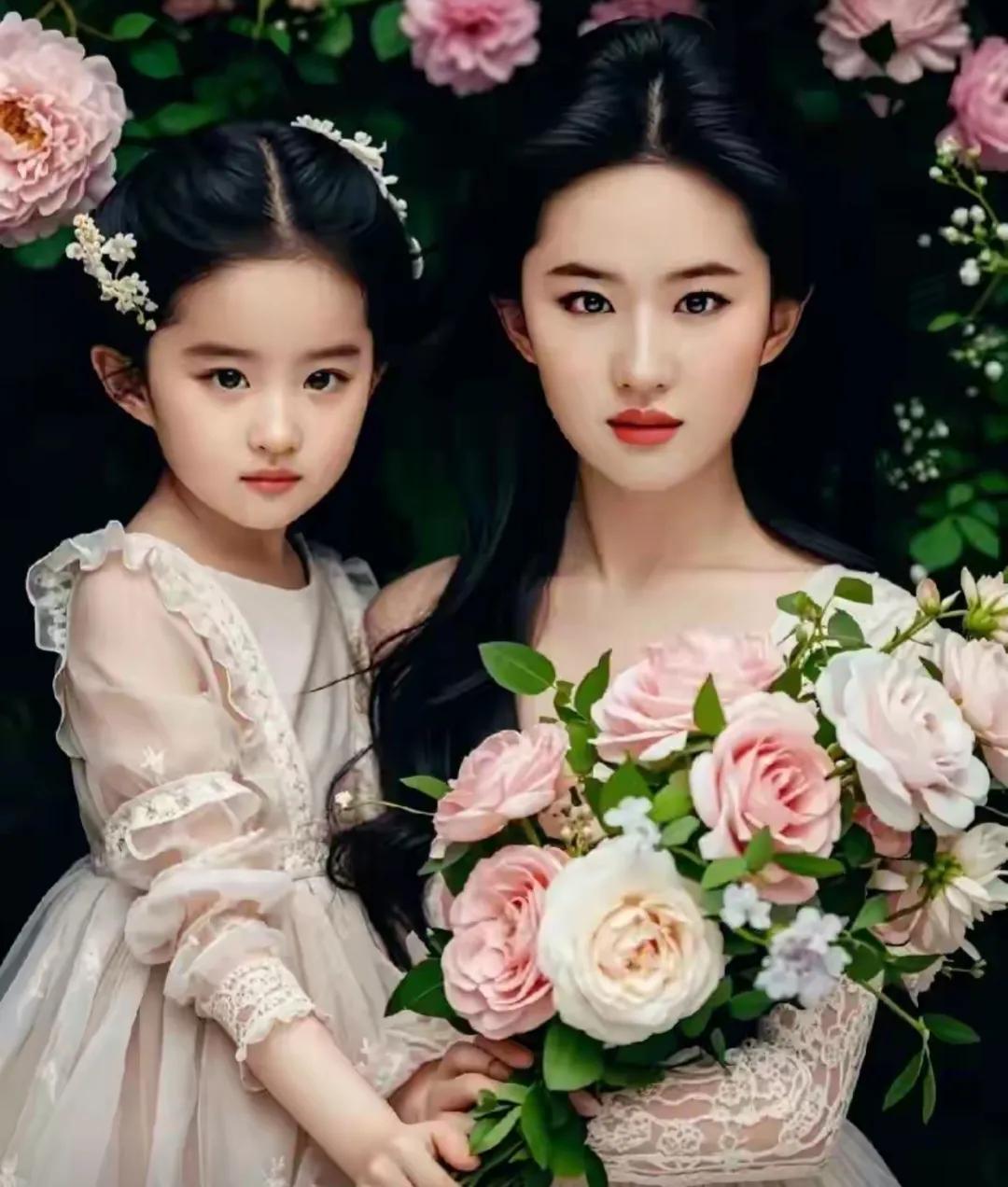 最美母女…
刘亦菲这气质是真美啊！刘亦菲高贵优雅，女儿天真烂漫，不得不说，基因真