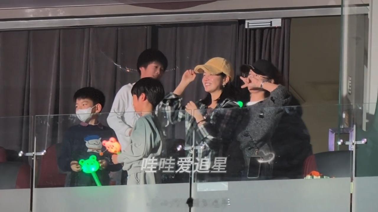陈妍希一家与谢楠一家看陆虎演唱会谢楠小儿子一把抱住陈妍希儿子 小星星好帅 