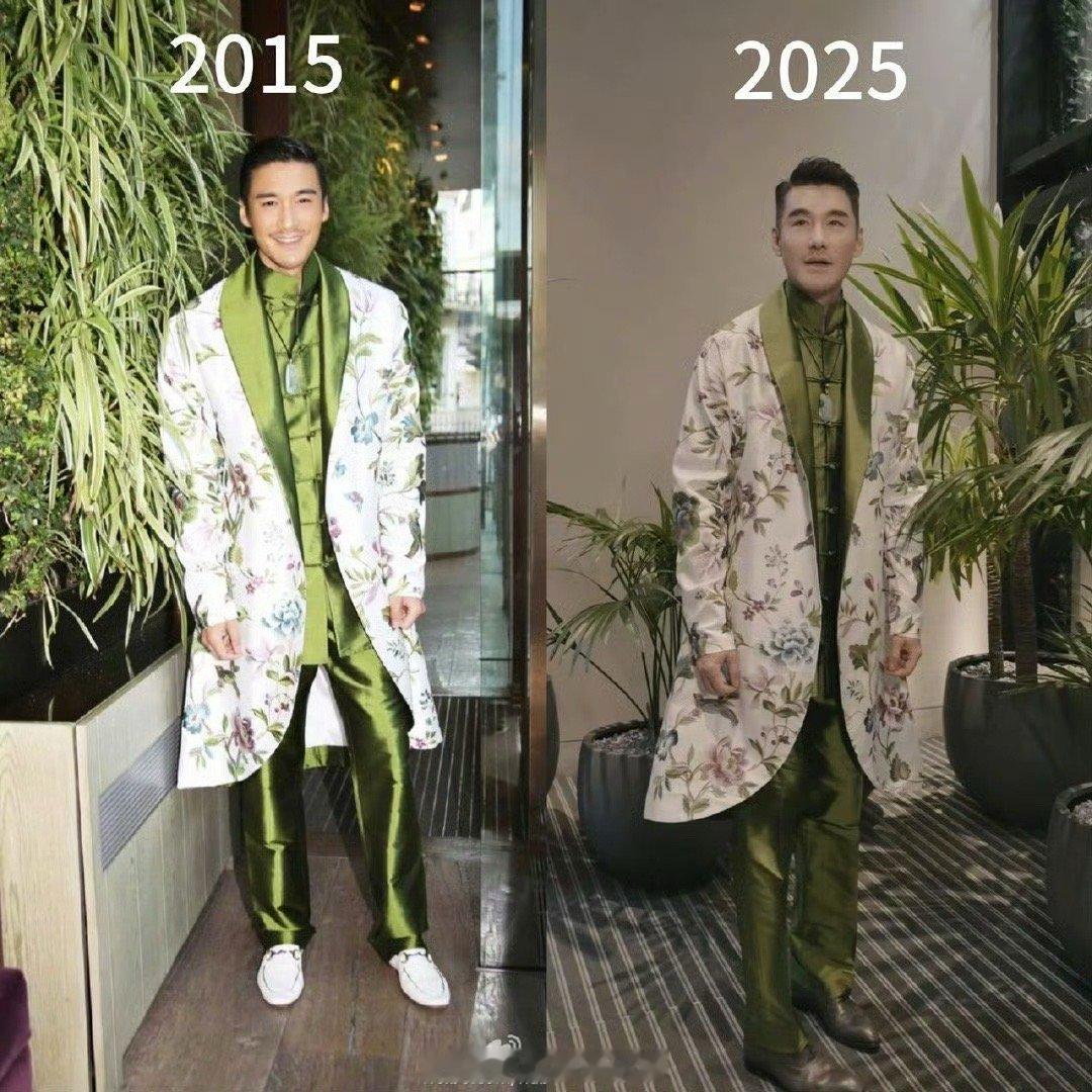 胡兵同一件礼服10年前后对比  胡兵对自己的身材管理也太牛了吧，现在穿10年前的