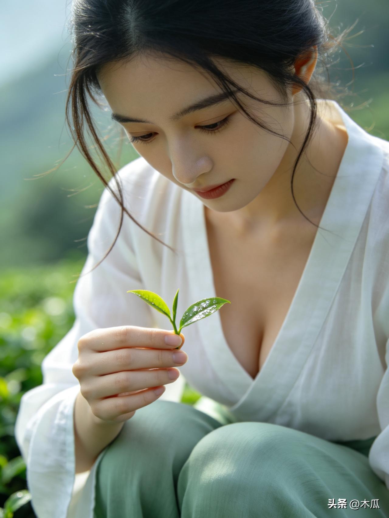 🍵 茶山晨雾里，嫂子把春天揉进了茶香里
 
晨雾还没散尽，阳光就偷偷爬上了层层