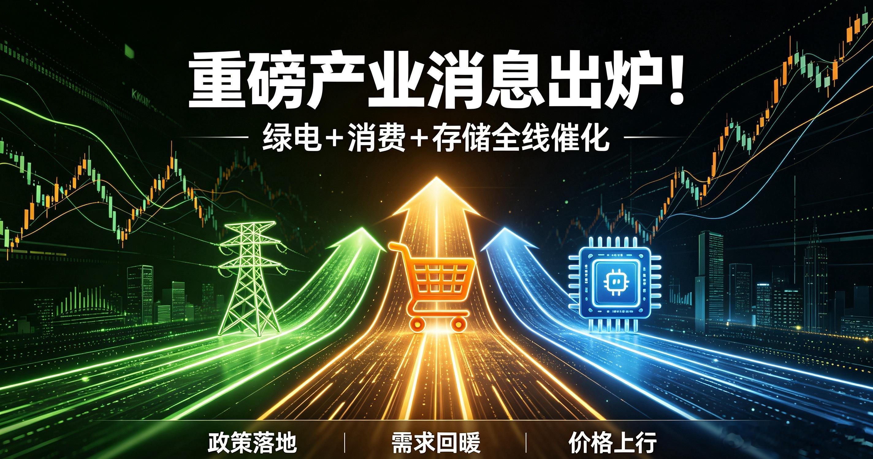 重磅产业消息出炉！绿电+消费+存储全线催化。1、上海出台绿电直连实施方案，目标2