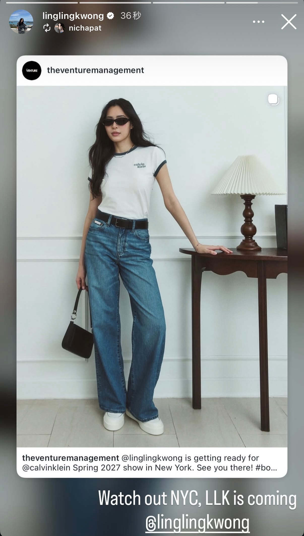 邝玲玲ig story更新Watch out NYC，LLK is coming
