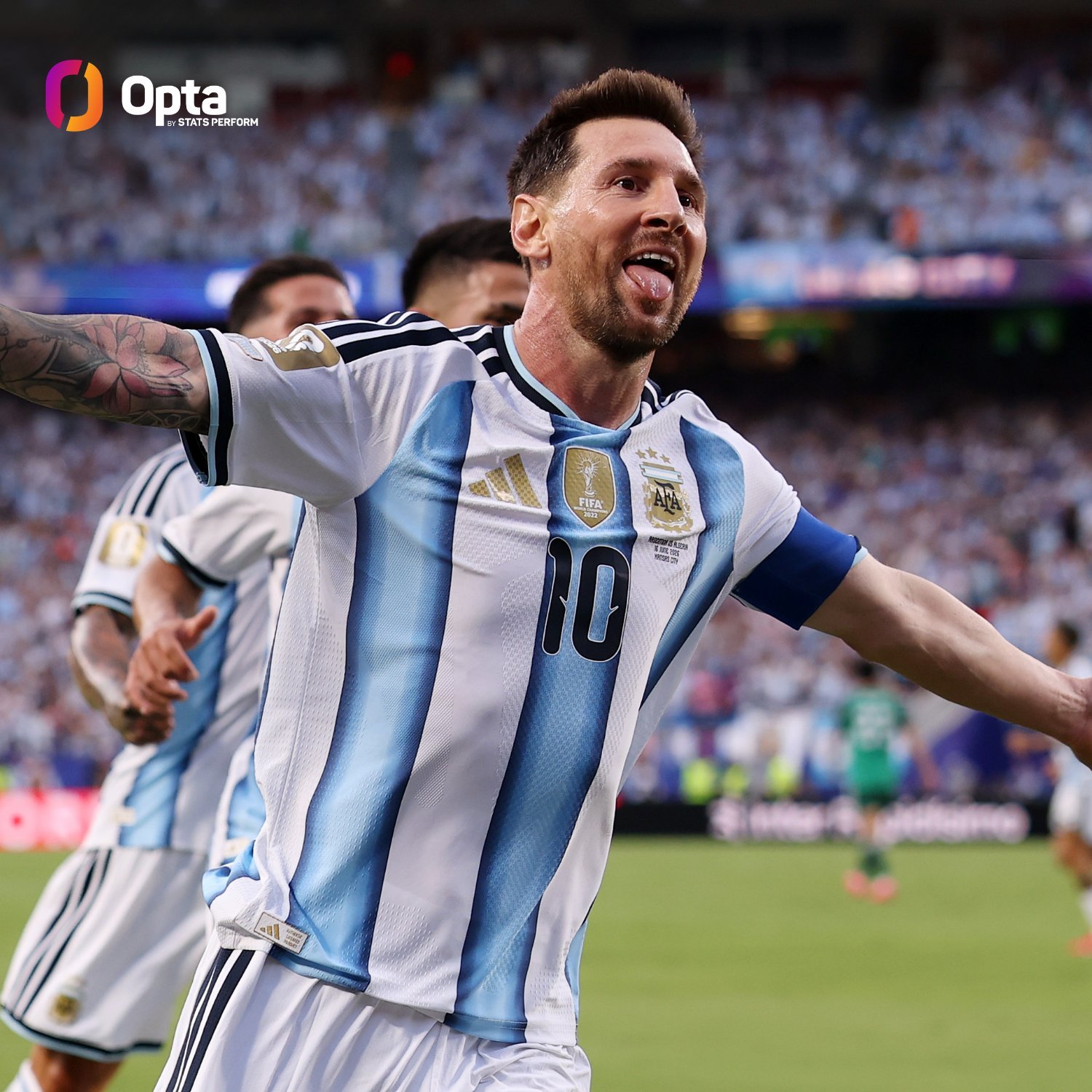 Opta：梅西在2026年成为世界杯历史上第二位在单届赛事中为国家队打进前5球的