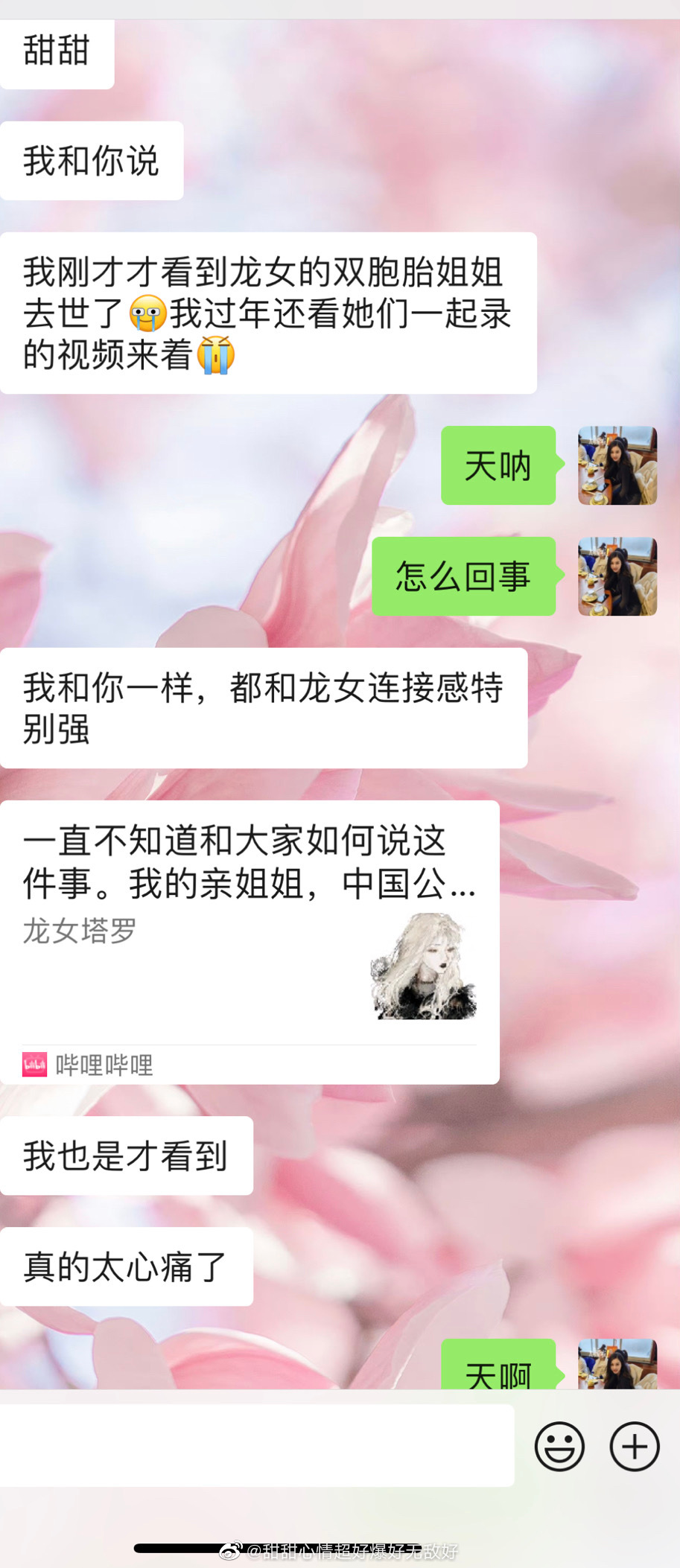 天啊这几天一直和你们说龙女塔罗很准来着 刚才一个老粉跟我说龙女的双胞胎姐姐去世了