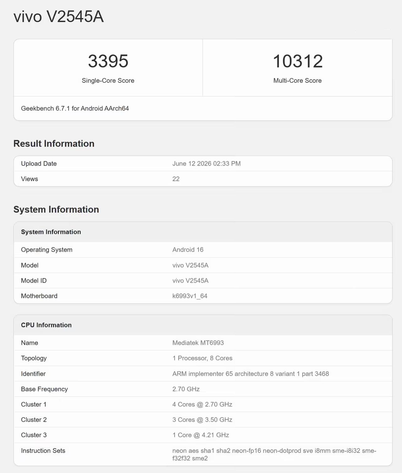又有新机要来了，iQOO Neo 11S现身Geekbench，搭载高规格的天玑