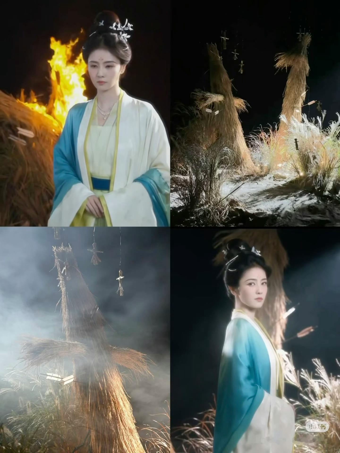 啊稻草人旁边还有好几个小稻草人 叶璃就这样编完一个编一个 