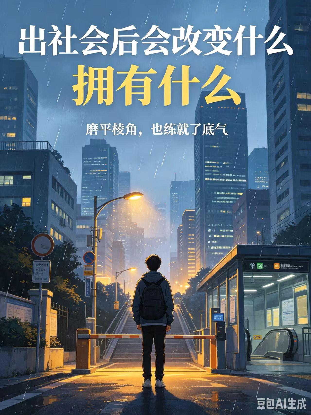 真正走进社会，改变悄无声息落在身上。从前随心所欲的性子慢慢收敛，遇事不再冲动争辩