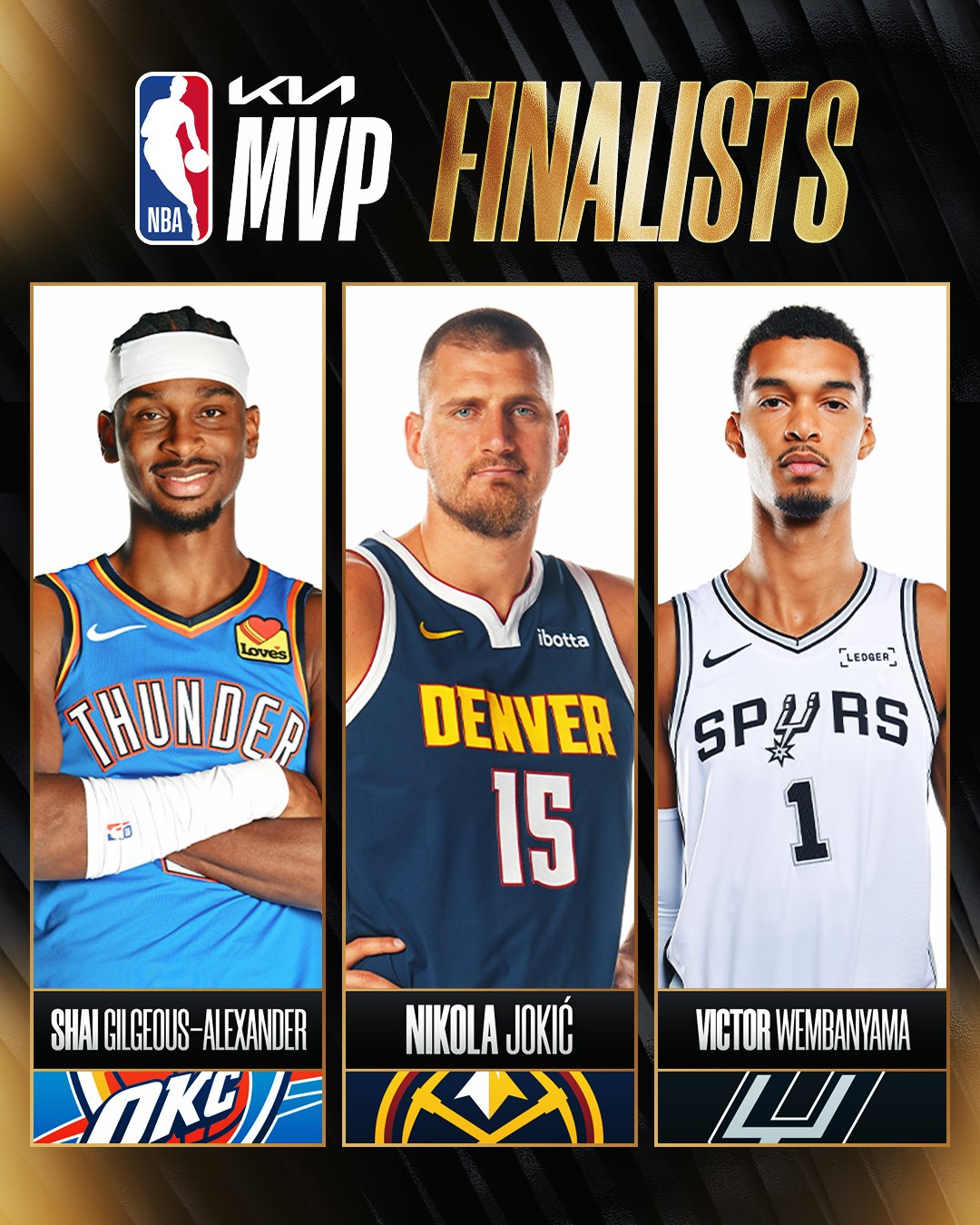 #NBA公布MVP候选名单# NBA MVP候选名单三位球员数据：【亚历山大】场