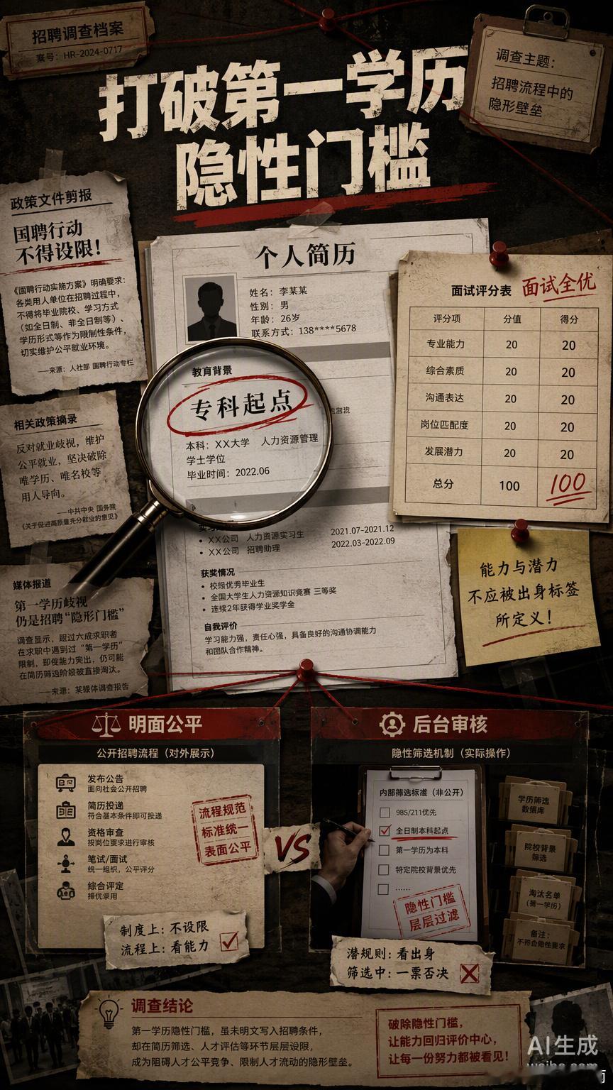 如今，企业招聘犹如琵琶女一样，犹抱琵琶半遮面：明面上，招聘公告写着“不限院校”，