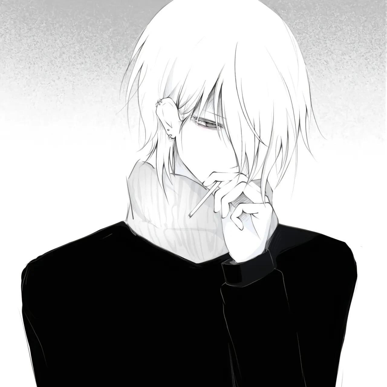 黑白动漫男头｜男生头像｜沒有悲傷的明天 