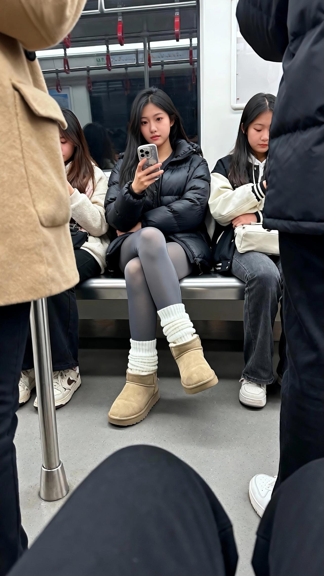 地铁上的少女们，沉浸在手机的世界里随手拍原创图片分享 分享一张你今天拍的照片 如