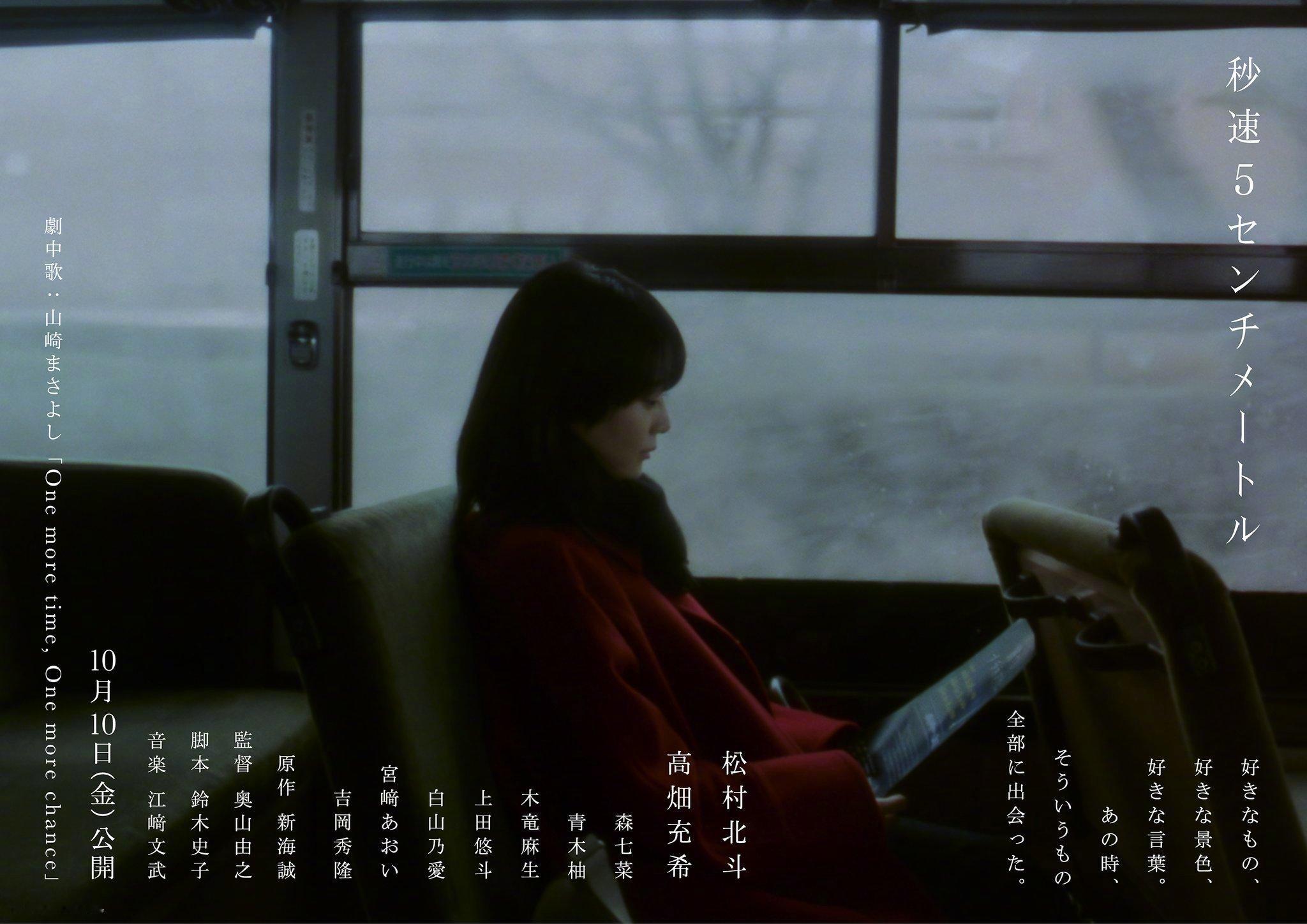 高畑充希出演秒5真人版《秒速5厘米》真人版公布女主角筱原明里由高畑充希出演，影片