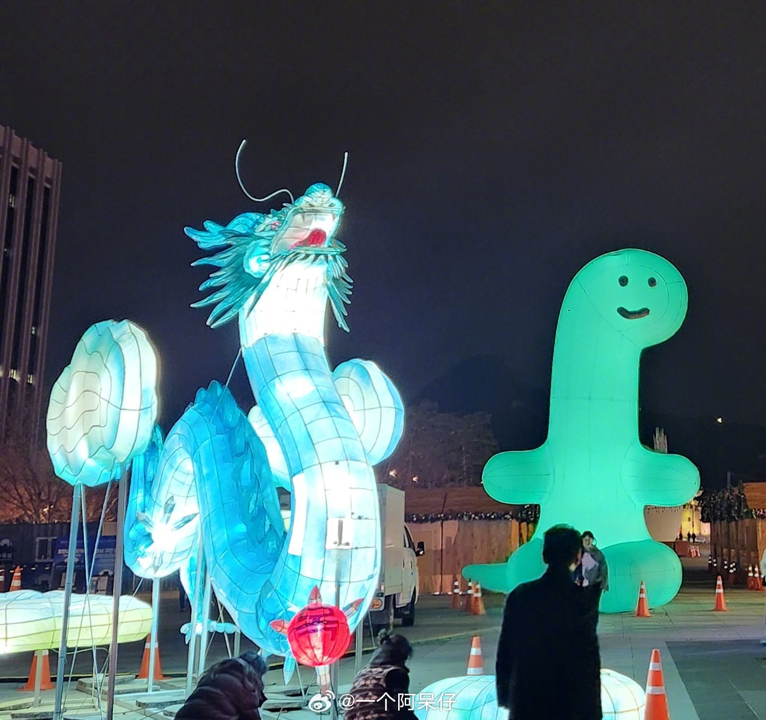 韩国网友拍的龙年花灯，右边的龙好传神🐉🏮[doge] ​​​