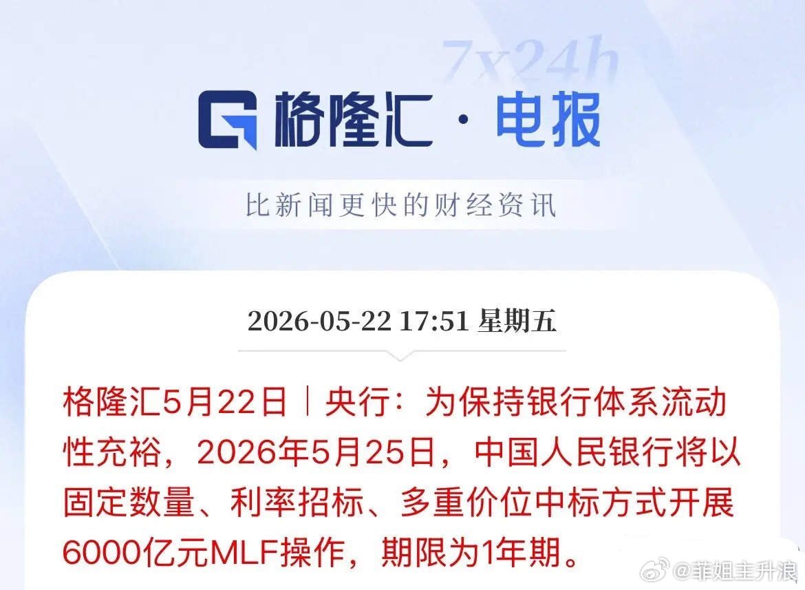 利好来了！下周一央行将开展6000亿MLF操作，A股稳了？刚刚，央行发布重磅公告