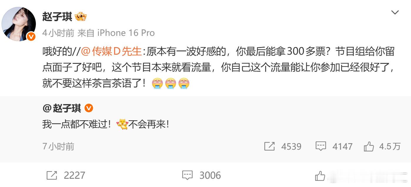 赵子琪回应被指茶言茶语就正常发言，也能被黑也是服了乘风2026