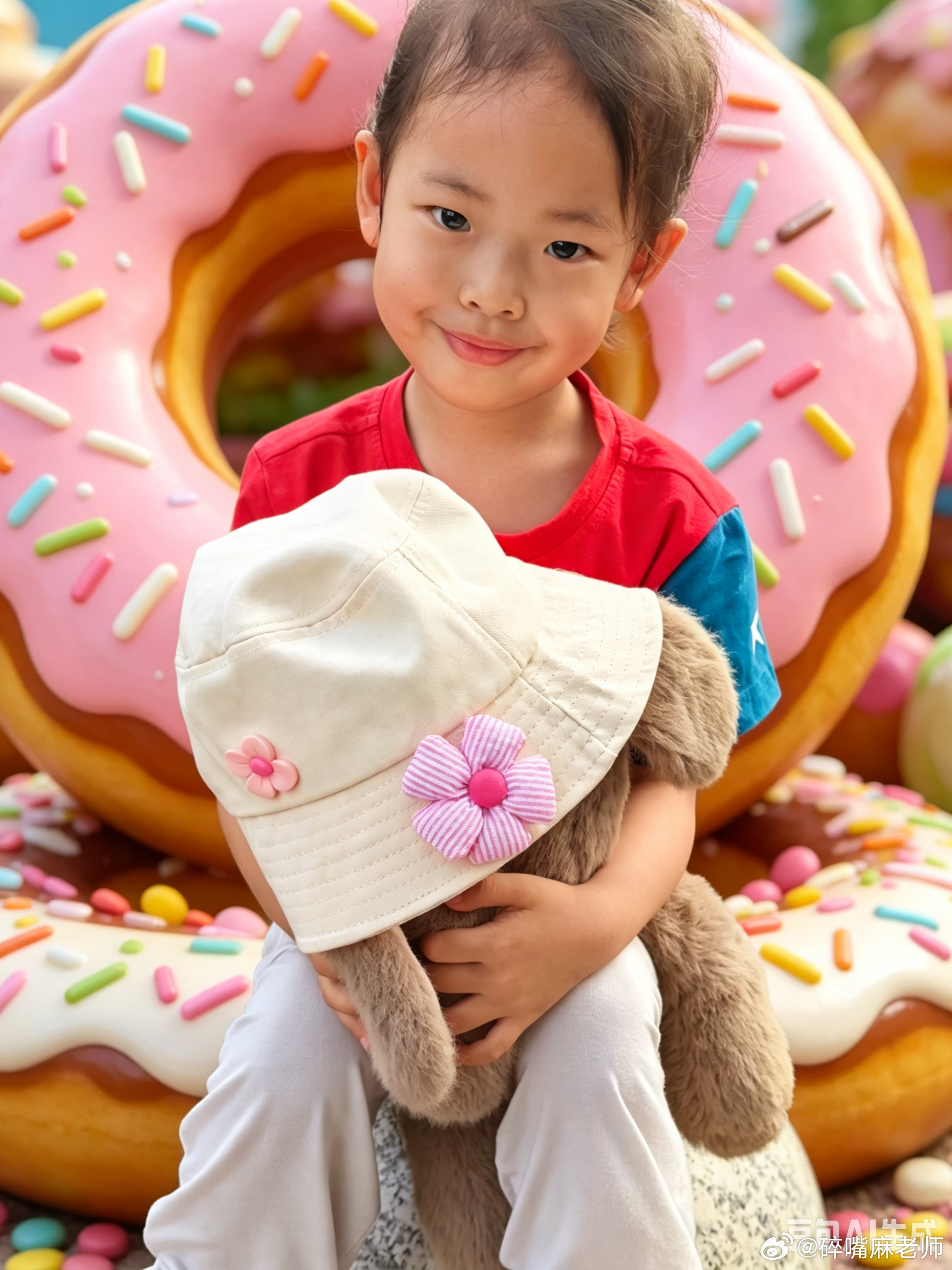 妹妹小姨去年给妹妹买的帽子，也是被妹妹玩出了花