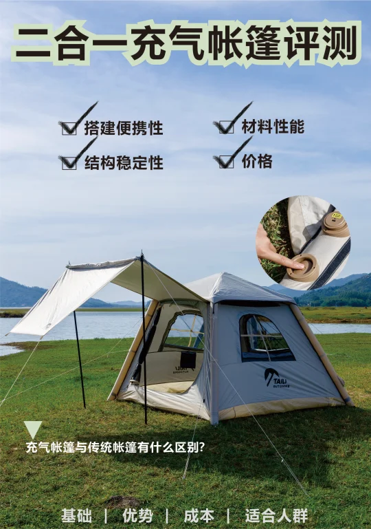 帐篷天幕二合一评测：充气帐篷还是传统⛺️？
