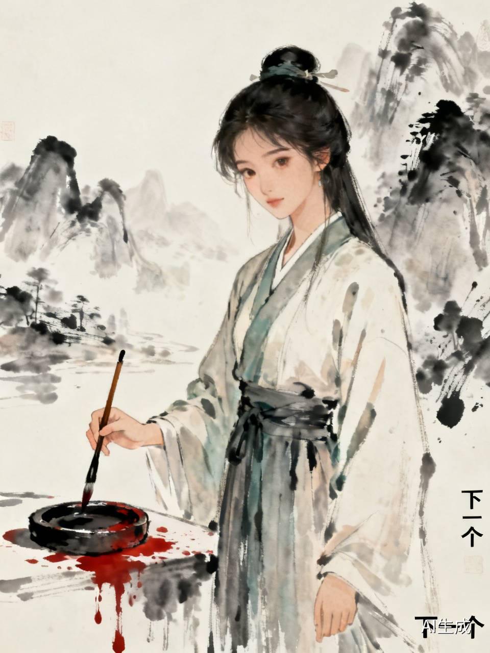 江湖怪谈•荒诞志321血砚
书生得一血砚，研墨时，墨中现出美人容颜。他日夜书写，